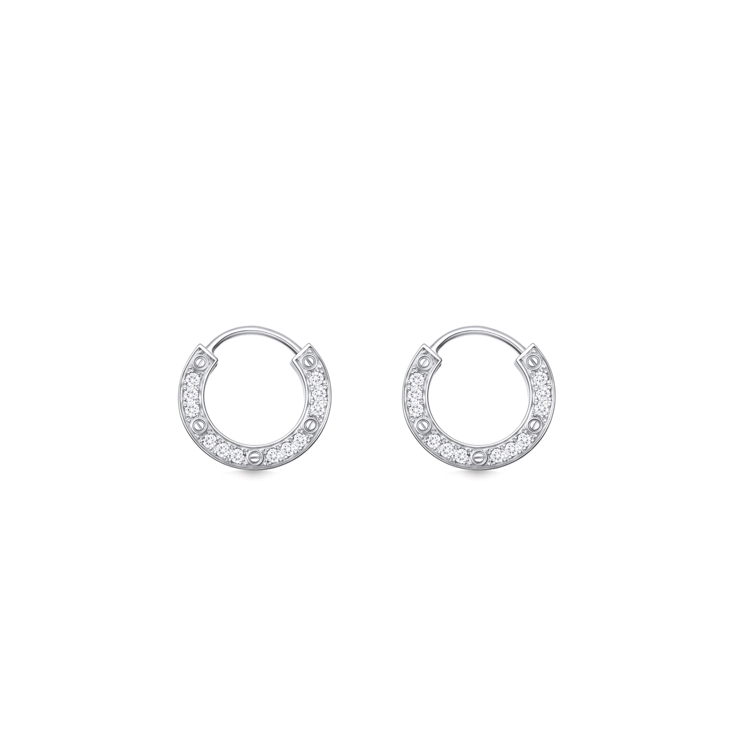 CARTIER LOVE 18K WHITE GOLD, DIAMOND EARRING, PAVED WITH DIAMONDS B8301424